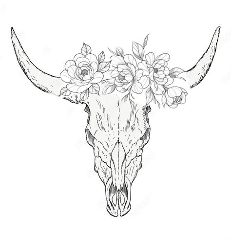 Cow Skull Sunflower Tattoo, Sunflower Bull Skull Tattoo, Steer Head Tattoo Women, Cow Skull And Sunflower Tattoo, Bull Skull With Sunflowers Tattoo, Long Horn Tattoo For Women With Flowers, Country Leg Tattoo, Longhorn Skull Tattoo With Flowers, Steer Tattoo For Women