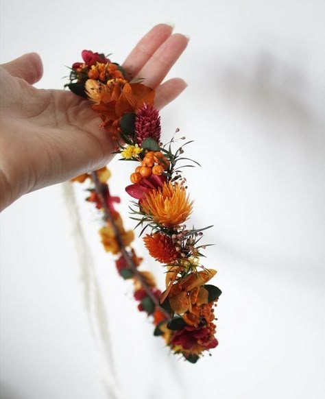 Fall Flower Hair Piece, Fall Floral Crown, Bridesmaids Flower Crown, Autumn Flower Crown, Autumn Crown, Bridesmaid Flower Crown, Bridesmaid Wreath, Orange Flower Crown, Fall Costume