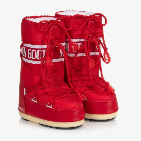 Futuristic Boots, Boots For Boys, Red Leather Boots, Red Snow, Moon Boot, Moon Landing, Red Moon, Aesthetic Shoes, Moon Boots