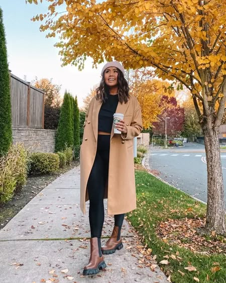 Brown Chunky Boots Outfit, Brown Chunky Boots, Brown Chelsea Boots Outfit, Tan Boots Outfit, Chelsea Boot Outfits Women, Chunky Boots Outfit, Brown Boots Outfit, Camel Outfit, Chelsea Boots Outfit