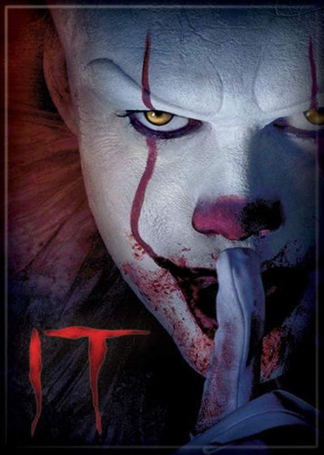 Amazon.com: Ata-Boy Magnet - It 2017 Pennywise Shhhh Mag 2.5" x 3.5" Magnet for Refrigerators, Whiteboards & Locker Decorations… : Home & Kitchen It Horror Movie, Pennywise Fan Art, It Bill, It Horror, Mad Movies, Bill Skarsgard Pennywise, Stephen King It, We All Float Down Here, Stephen Kings