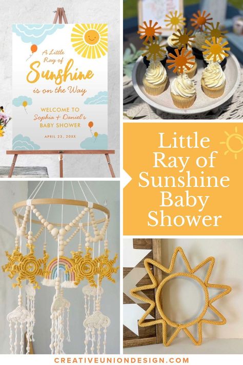 The Little Ray of Sunshine is on the Way baby shower promises to be a heartwarming and joyous celebration in honor of the impending arrival of a precious little one. Start planning your gender neutral baby shower with matching invitations, thank you cards, enclosure cards, signs, games, favors, tableware, balloons, nursery decor, baby shower gifts, cupcake toppers and more! Here comes the son. Little Ray Of Sunshine Baby Shower Themes, You Are My Sonshine Baby Shower Boy, Little Ray Of Sunshine Baby Shower Decor, A Little Sunshine Is On The Way, A Ray Of Sunshine Baby Shower Ideas, Hello Sunshine Baby Shower Theme, Our Ray Of Sunshine Baby Shower Theme, Here Comes The Son Dessert Table, You Are My Sunshine Baby Shower Theme