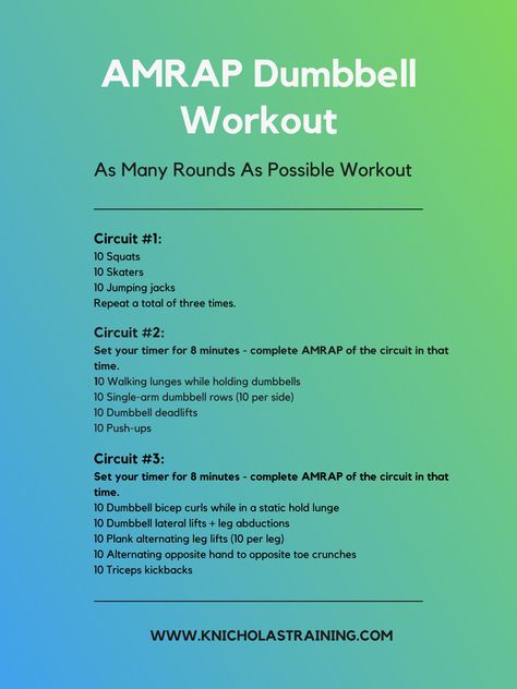 Total Body Amrap Workout, 45 Min Strength Workout, Amrap Hiit Workout, Amrap Full Body Workout, Amrap Core Workout, Full Body Amrap At Home, Amrap Workout Weights, Dumbbell Hiit Workout At Home, Dumbbell Emom Workout