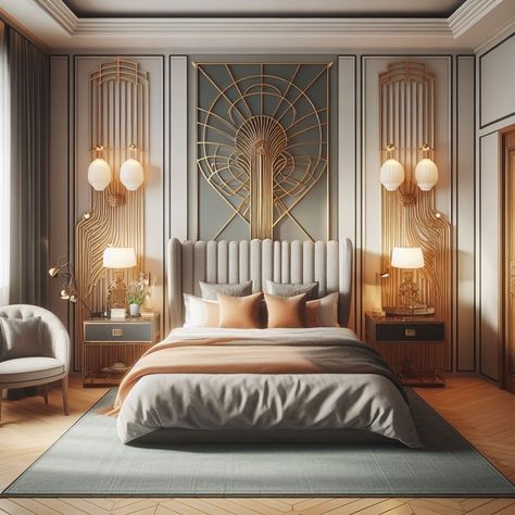 Art Deco Hotel Room, Retro Modern Bedroom, Art Deco Interior 1920s, Art Deco Interior Bedroom, Modern Art Deco Bedroom, 1920s Bedroom, Art Deco Bedroom Decor, Art Deco Style Furniture, What Is Art Deco