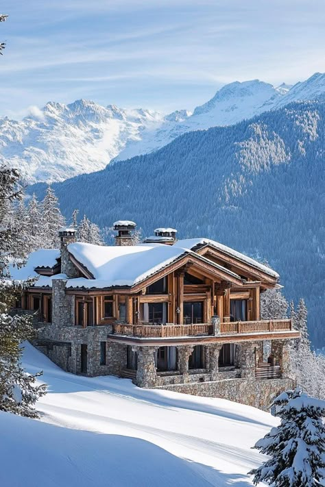 Swiss Mansion, Courchevel Aesthetic, Ski In Ski Out Cabin, St Moritz Aesthetic, Ski Resort Architecture, Alpine Mansion, Switzerland Chalet, Luxury Ski Lodge, House In Mountains