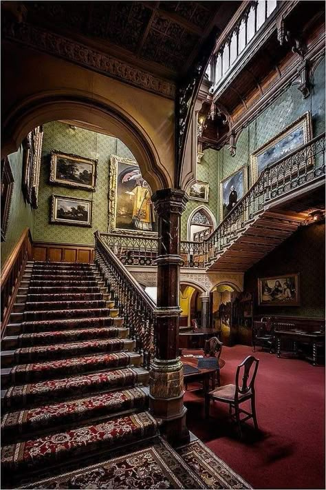 Victorian Gothic Decor, Gothic Revival House, Mansion Homes, Gothic Interior, Victorian Interior, Victorian Interiors, Somerset England, Victorian Mansions, Gothic Revival