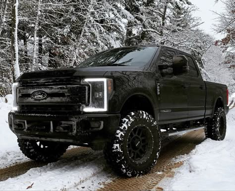 Nice Ford Trucks, Lifted Ford Trucks F250, Blacked Out Truck, Cute Trucks, Black Ford Truck, Ford Trucks Lifted, Black F150, Black Pickup Truck, Black Trucks