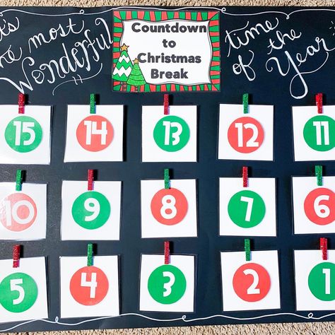 Class Countdown To Christmas, Christmas Break Countdown Classroom, School Christmas Countdown, Christmas Classroom Countdown Ideas, Countdown To Christmas Break Classroom, Christmas Countdown Classroom Activities, Countdown To Christmas Bulletin Board, Fun Christmas Activities For Kindergarten, Countdown To Christmas Classroom Ideas