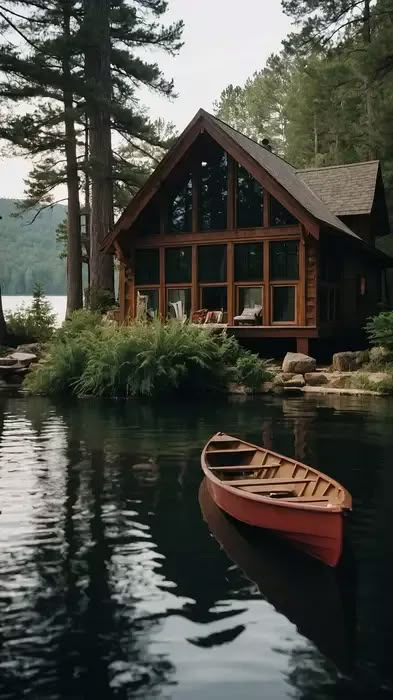 Small Lake House, Big Style: 15 Decorating Ideas for a Cozy Retreat - TecArticles Upscale Lake House Interior, A Frame Lake Cabin, Beach Lake House, Christmas Lake House, Midwest Lake House, Transitional Lake House, Living On A Lake, Minimalist Lake House, Lake House Inspiration