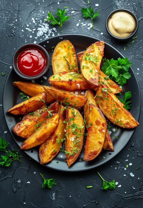 Learn How to Cook Air Fryer Potato Wedges Recipe For Free | Recipes You'll Love, Made Easy! Food Cooked In Air Fryer, Wedges Potato Recipes, Lunch Ideas For Blue Collar Men, Cafe Snacks, Wedges Potato, Potatoes Wedges, Air Fryer Potato Wedges, Seasoned Potato Wedges, Trendy Recipes