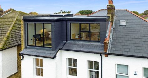 Loft Conversion in Hither Green | SE London Specialists Loft Conversion Windows, Loft Conversion Hip To Gable, Loft Conversion Ideas Layout, Loft Conversion Layout, Loft Conversion Roof, Loft Dormer, Dormer Ideas, Loft Exterior, Terrace House Exterior