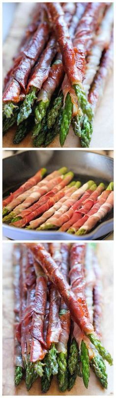 Prosciutto Wrapped Asparagus - The easiest, most tastiest appetizer with just 2 ingredients and 10 min prep! Prosciutto Asparagus, Wrapped Asparagus, Prosciutto Wrapped, Prosciutto Wrapped Asparagus, Tapas Recipes, God Mat, Bacon Wrapped, 2 Ingredients, Yummy Appetizers