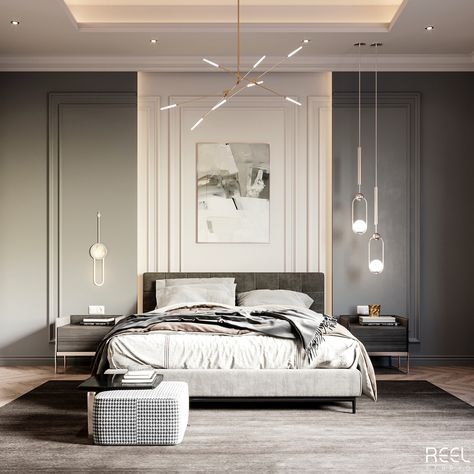 Modern Boys Bedroom on Behance Neo Classic Interior Bedroom, Modern Boy Bedroom, Neo Classical Bedroom, Minimal Modern Bedroom, Snack Bar Ideas, Boys Bedroom Modern, Modern Boys Bedroom, Nordic Design Bedroom, Simple Bed Designs