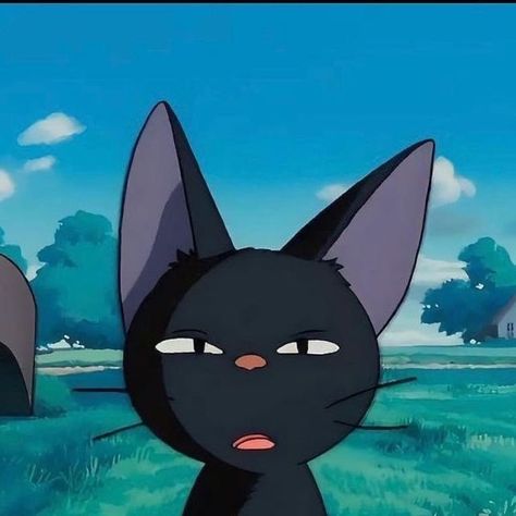 Studio Ghibli Black Cat, Jiji Icon Cat, Cute Ghibli Pfp, Studio Ghibli Cat Wallpaper, Studio Ghibli Black Characters, Ghibli Studio Pfp, Ghibli Aesthetic Pfp, Gibli Studio Icon, Anime Pfp Ghibli