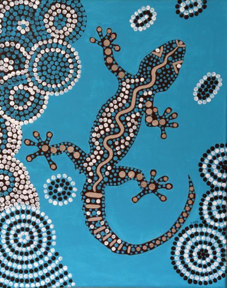 Art aborigène / aboriginal art | Aboriginal Art Gecko" Painting art prints and posters by Petra Koob ... Regnul Animal, Aboriginal Dot Painting, Indigenous Australian Art, Aboriginal Dot Art, Aboriginal Painting, Naidoc Week, Aboriginal Artwork, Dot Art Painting, Australian Art