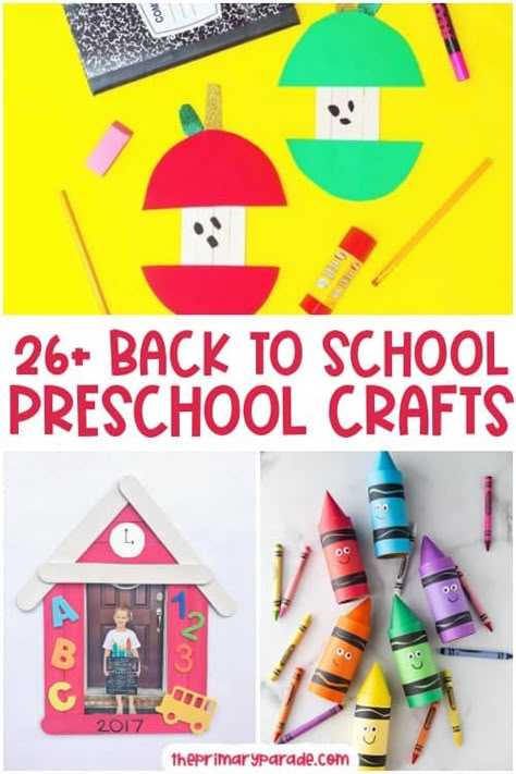 Back to school crafts for preschoolers Orientation Activity For Preschool, Art Back To School Ideas, Back To School Activity For Preschoolers, First Day Of School Activities Preschool Craft, Welcome Crafts Preschool, Easy First Day Of School Crafts, First Day Of School Crafts Preschool, School Theme Activities For Toddlers, Beginning Of The Year Art Projects Preschool