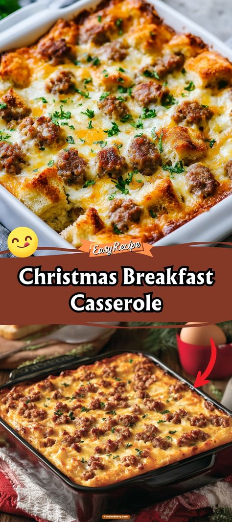 Wake up to the joy of Christmas morning with a hearty Christmas Breakfast Casserole. Layers of fluffy eggs, crispy bacon, and cheese atop a base of hash browns make this bake a festive and filling start to any holiday. It's a family favorite that captures the spirit of the season. #ChristmasBreakfast #HolidayEats #BreakfastCasserole Egg Casseroles For Brunch Christmas Breakfast, Christmas Egg Casserole Breakfast, Breakfast With Sausage And Eggs, Breakfast Casserole With Heavy Cream, Breakfast Holiday Ideas, Easy Christmas Morning Breakfast Sweet, Brunch Casserole Ideas, Snowman Breakfast For Kids, Holiday Pancakes For Kids