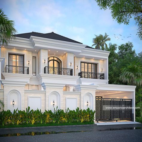 Neoclassic Architecture, Classic Modern House, Home Exterior Design, Home Designs Exterior, Emporio Architect, Classic House Exterior, House Facade, Classic House Design, Modern Bungalow House