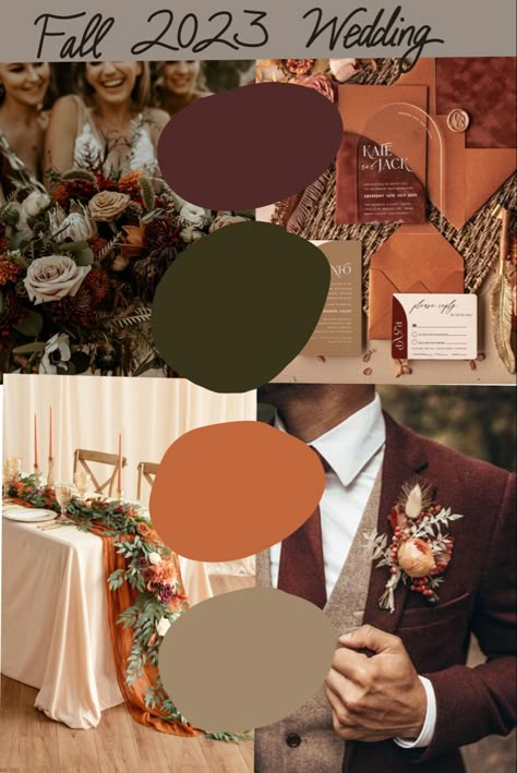 Fall 2023 Wedding, Earth Tone Wedding, Wedding Theme Color Schemes, Orange Wedding Colors, Fall Wedding Color Schemes, Rusting Wedding, Wedding Color Palettes, Wedding Color Pallet, Fall Wedding Color Palette