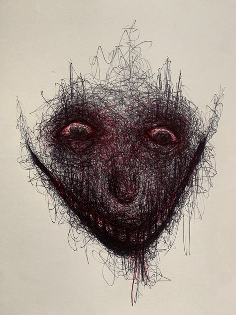 Scary Pen Drawing, Cool Little Drawings, Scribble Drawings, Terror Art, Pink Floyd Art, Scary Drawings, Horror Drawing, Creepy Drawings, Cute Easy Doodles