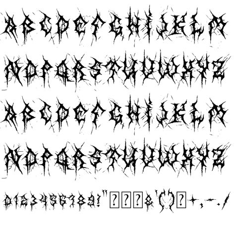 Metal Graffiti Font, Edgy Font Tattoo, Black Metal Font Tattoo, Cool Tattoo Lettering, Dark Fonts Alphabet, Black Lettering Tattoo Fonts, Font Ideas For Tattoos, Dark Font Tattoo, Cybersigilism Alphabet