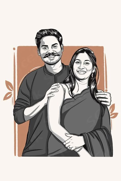 Couple Digital Art Illustration, Couples Digital Art, Couple Illustration Cute, Digital Illustration Couple, Wedding Digital Art, Creative Illustration Ideas, Couple Illustration Art, Cute Couple Illustration, Couple Digital Art