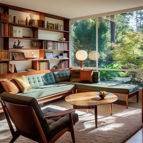 1968 Interior Design, Relaxing House Design, Colorful Sofas Ideas Living Room, Midcentury Modern Apartment Living Room, New England Interior Design Living Room, Wild Interior Design, Mid Century Workspace, Mid Century Modern Home Interior, 70s Style Decor