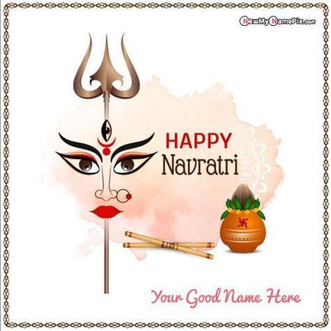 Write Name On Happy Navratri 2022 Wishes Images Editing Online Create Best Greeting Card. Maa Ambe Wish You Happy Navratri Celebration Pictures Share WhatsApp Status, Dp, Facebook Story, Instagram Reels, Free Editing Photo Maker Option Special Your/My Name Printed Quotes, Blessing Messages Wallpapers High Quality. Navratri Painting Ideas, Navratri Nails, Navratri Painting, Durga Maa Navratri, Maa Navratri, Navratri Image Hd, Navratri Greetings, Happy Navratri Wishes, Happy Durga Puja