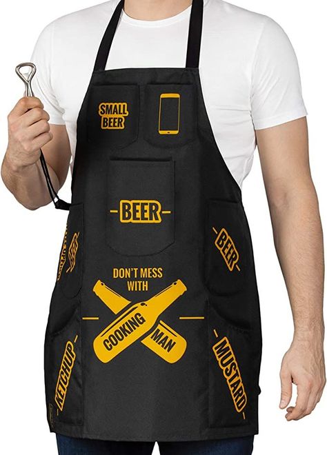 Froster Man Cooking Apron, BBQ Apron with Pockets, including 4 beer pockets, Kitchen Apron for Men Hong Kong Waffle, Apron For Men, Man Cooking, Grill Set, Bbq Apron, Gardening Outfit, Fashion Sewing Tutorials, Aprons For Men, Cooking Apron