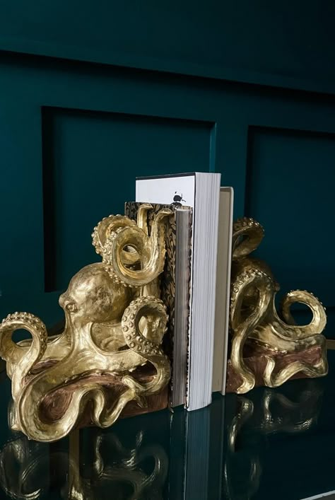 Luxury Homeware | Unusual Home Accessories and Gifts | Punk & Poodle Octopus Bookends, Flat Art, Unusual Home, Punk Accessories, Coastal Life, Book Ends, House Accessories, Pretty Room, Candle Vase