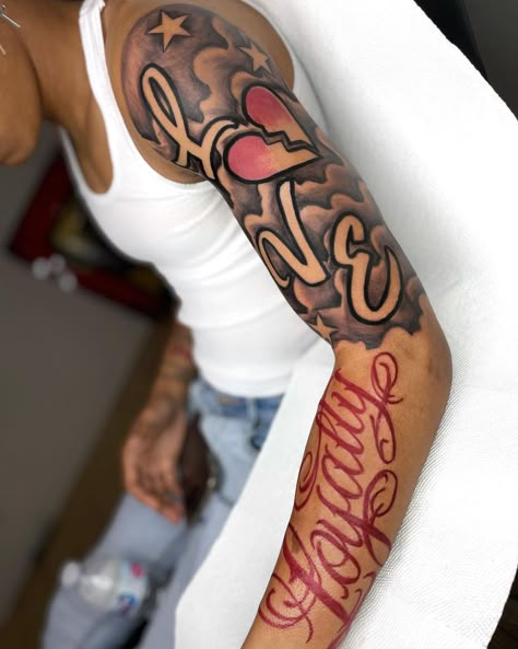 God’s Son on Instagram: “if you HAD to choose between the two..would you take LOVE or LOYALTY ❓ JANUARY CALENDAR OPENING SOON *bottom half(forearm) HEALED*” Love Shoulder Tattoo, Love Tattoo For Men, Love Loyalty Out Values Everything Tattoo, Love Out Values Everything Tattoo, Shoulder Tats Men, Loyalty Out Values Everything Tattoo, Loyalty Over Love Tattoo, Color Tattoo For Men, Love Tattoos For Men