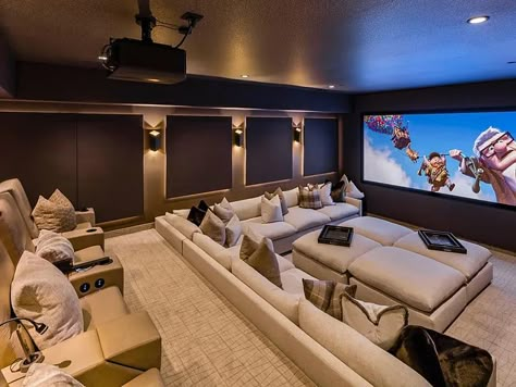 Home Theater Room Design, Shaped Couch, Theater Room Design, Home Theater Room, Home Cinema Room, Theater Rooms, At Home Movie Theater, Dream Life House, Home Theater Rooms