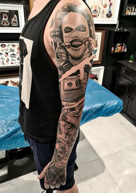 Whole Hand Tattoos, Whole Arm Tattoo, Tattoo Full Hand, Acab Tattoo, Voll Arm-tattoos, Tattoos Masculinas, Gangster Tattoo, Full Hand Tattoo, Chicano Tattoos Sleeve