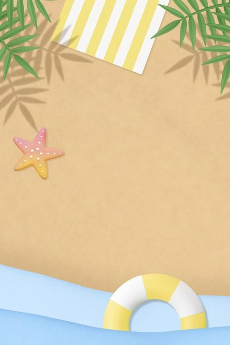 Summer Vacation Background, Summer Camp Background Design, Beach Aesthetic Cartoon, Beach Design Illustration, Beach Cartoon Background, Wallpaper Iphone Travel, Summer Backgrounds Aesthetic, Starfish Background, Summer Beach Background