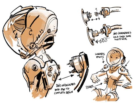 scottwatanabe | There was a lot of talk about how Abigail’s pod... Scifi Character, Space Ranger, Writing Projects, Robot Concept, Astronaut Art, Technical Drawings, 캐릭터 드로잉, Design Animation, Space Suit