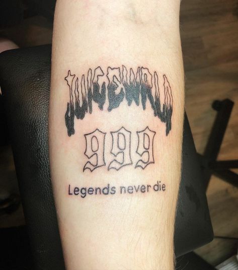 Juice WRLD 999 Tattoo Featuring The Album 'Legends Never Die' 999 Tattoo, Omerta Tattoo, Tattoo Quotes For Women, Skeleton Hand Tattoo, Incredible Tattoos, Red Tattoos, Tattoo Stencil Outline, Tattoo Font, Tattoo Videos