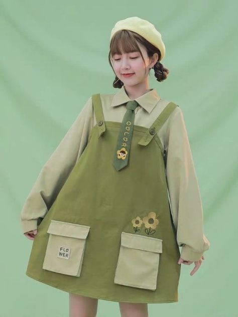 Green Kidcore Outfit, Kawaii Green Outfits, Froggy Outfit, Crinoline Wedding Dress, Fashion Design Collection, Trendy Fashion Tops, Summer Trip, Korean Casual, Trendy Fashion Outfits