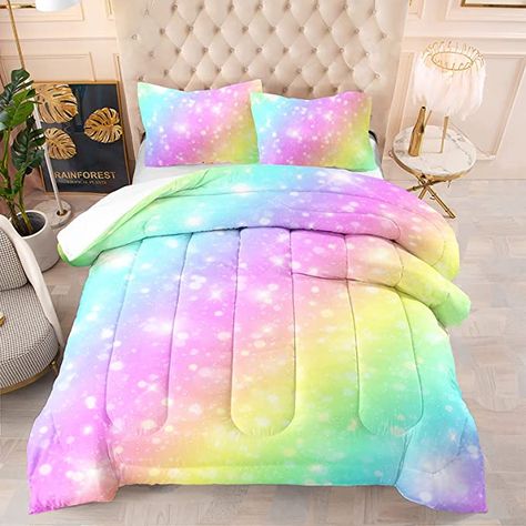 Girly Quilt, Rainbow Comforter, Rainbow Bedding, Quilt Set, Comforter Set, Bedding Set, For Girls, Tie Dye, Dye