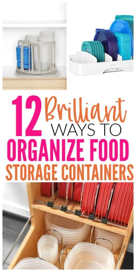 Organize Food Storage Containers, Organize Food Storage, Organize Tupperware, Tupperware Organizing, Tupperware Storage, Kitchen Organization Diy, Ways To Organize, Lid Storage, Food Storage Containers Organization