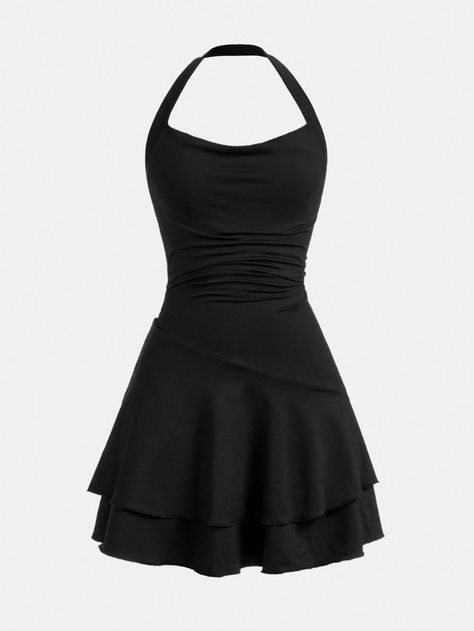 Black  Collar Sleeveless Knitted Fabric Plain Cami Embellished Slight Stretch  Teen Girls Clothing Graduation Dress Yr 6, Grad Dresses Year 6, Dresses For 6th Grade Dance, Teenager Outfits Dress, Black Dresses For Girls, Teen Graduation Dresses, Teen Girls Dress, Cute Dance Dresses, Party Outfit Formal