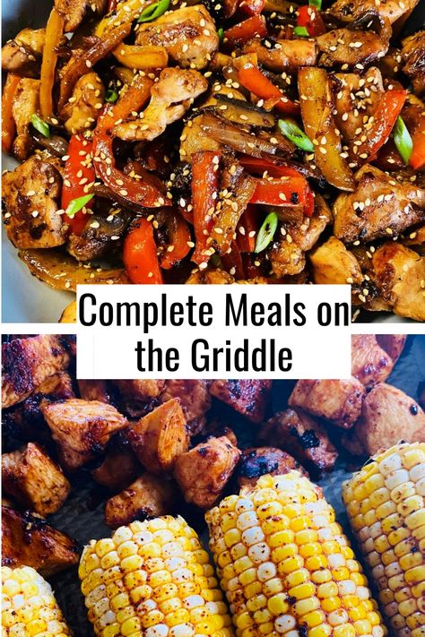 A list of great recipes for the Blackstone griddle or flat top grill made all at once for a complete meal! Blackstone Buffalo Chicken, Blackstone Hibachi, Griddle Cooking Recipes, Hibachi Recipes, Loaded Potatoes, Complete Meals, Blackstone Recipes, Blackstone Grill, Flat Top Griddle