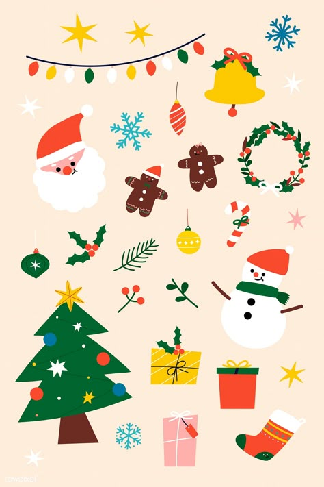 Christmas Card Png, Christmas Design Ideas Creative, Christmas Decoration Illustration, Christmas Decor Illustration, Christmas Elements Illustration, Christmas Cute Illustration, Christmas Illust, Gingerbread Illustration, Cute Christmas Illustration