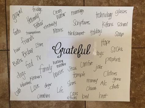 We had a great Thanksgiving activity yesterday.  We started out by making a gratitude board.  The girls all said things they were grateful f... Activity Day Ideas, Mutual Activities, Gratitude Board, Thanksgiving Lessons, Activity Day Girls, Thanksgiving Activity, Thanksgiving Gratitude, Yw Activities, Gratitude Activities