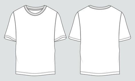 Short sleeve T shirt technical fashion flat sketch vector illustration template front and back views T Shirt Technical Drawing, T Shirt Flat Sketch, T Shirt Sketch, Fashion Flat Sketch, Illustration Poses, Back Drawing, Tshirt Drawing, Fashion Illustration Poses, Shirt Sketch