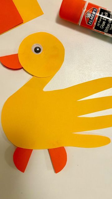 Duck Craft For Preschool, Duck Activities For Preschool, Duck Crafts For Toddlers, Handprint Duck, Duck Crafts For Kids, Brown Bear Brown Bear Crafts, D Is For Duck, Duck Craft, Pond Crafts