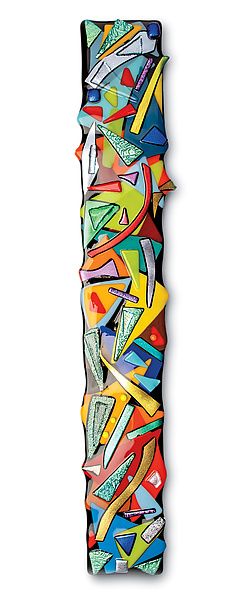 Kaleidoscope by Helen Rudy (Art Glass Wall Sculpture) (22" x 4") Glass Fusion Wall Art, Fused Glass Pattern Bars, Abstract Fused Glass Art, Glass Kiln Projects, Fused Glass Art Ideas, Kiln Glass Art, Glass Wall Art Panels, Fused Glass Supplies, Wall Art Work