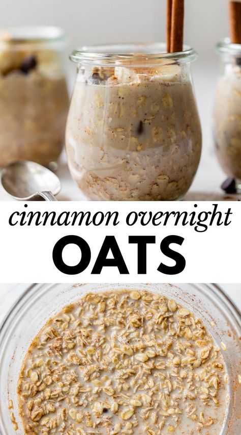 Chocolate Chip Overnight Oats, Healthy Recipes Breakfast, Oats With Yogurt, Cinnamon Overnight Oats, Overnight Oats Recipe Easy, Overnight Oats With Yogurt, Oat Recipes Healthy, Easy Overnight Oats, Overnight Oats Recipe Healthy