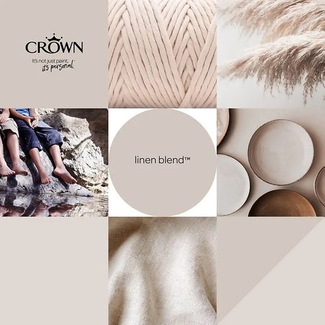 Crown Paint Linen Blend, Crown Paint Colours Neutral, B&q Cancun Paint, Neutral Bedroom Paint Colors, Crown Paint Colours, Neutral Bedroom Paint, Hallway Wall Colors, Natural Paint Colors, Boho Paint Colors