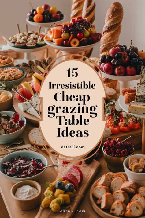 15 Irresistible Cheap Grazing Table Ideas to Dazzle Guests Grazing Food Table, Cheap Catering Ideas Parties Food, Fall Wedding Grazing Table, New Years Grazing Table, Bread Table Wedding, Family Buffet Ideas, Grazing Table Appetizers, Grazing Appetizers, Food Spread Table