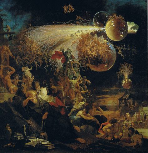 Allegory of the Creation of the Cosmos- Domenicus van Wijnen (close-up) #cosmology #art #creation #surreal #painting Temptation Of St Anthony, Baroque Painting, Baroque Art, Saint Anthony, Dutch Painters, Biblical Art, Dutch Artists, Historical Art, Old Paintings